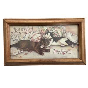 Vintage Figi Graphics Framed Print "Two Spoiled Rotten Cats Live Here" Wall Art